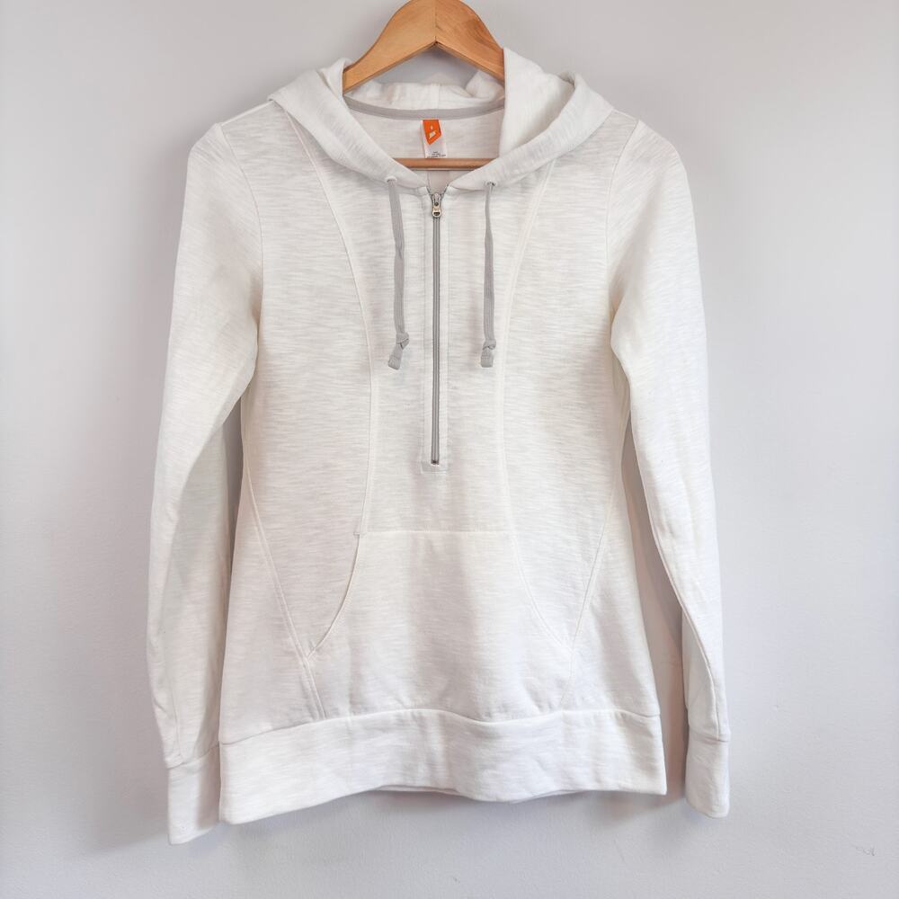 Lucy Women's Hoodie Size S | Lightweight White Half-zip